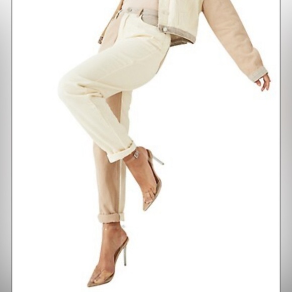 Missguided Riot Neutral Patched High Rise Mom Jean Size 6 - Picture 13 of 14